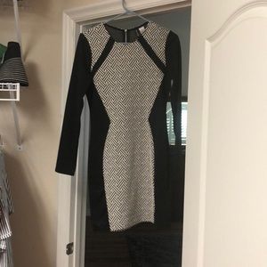 H&M black and white long sleeve dress
